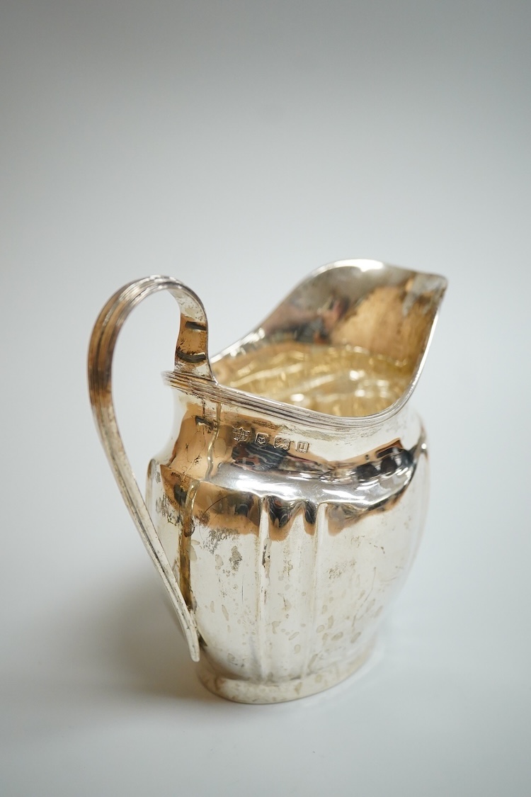 A George V silver three piece oval tea set, by S. Blanckensee & Son, Birmingham, 1918/19, gross weight 31oz.